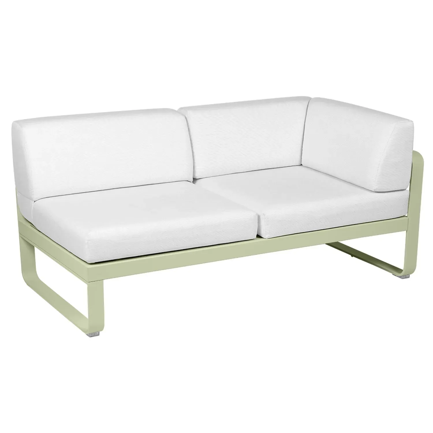 Fermob Canapé 2 places modulable angle droit BELLEVIE - 65 vert tilleul - blanc grisé