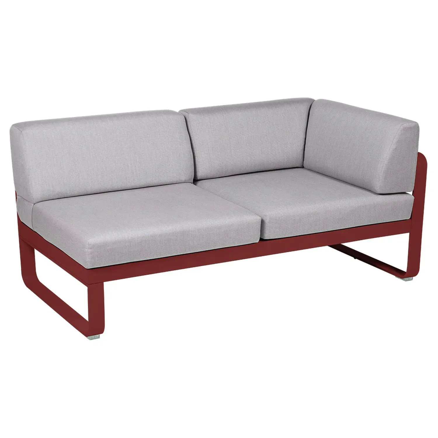 Fermob Canapé 2 places modulable angle droit BELLEVIE - 43 piment - gris flanelle