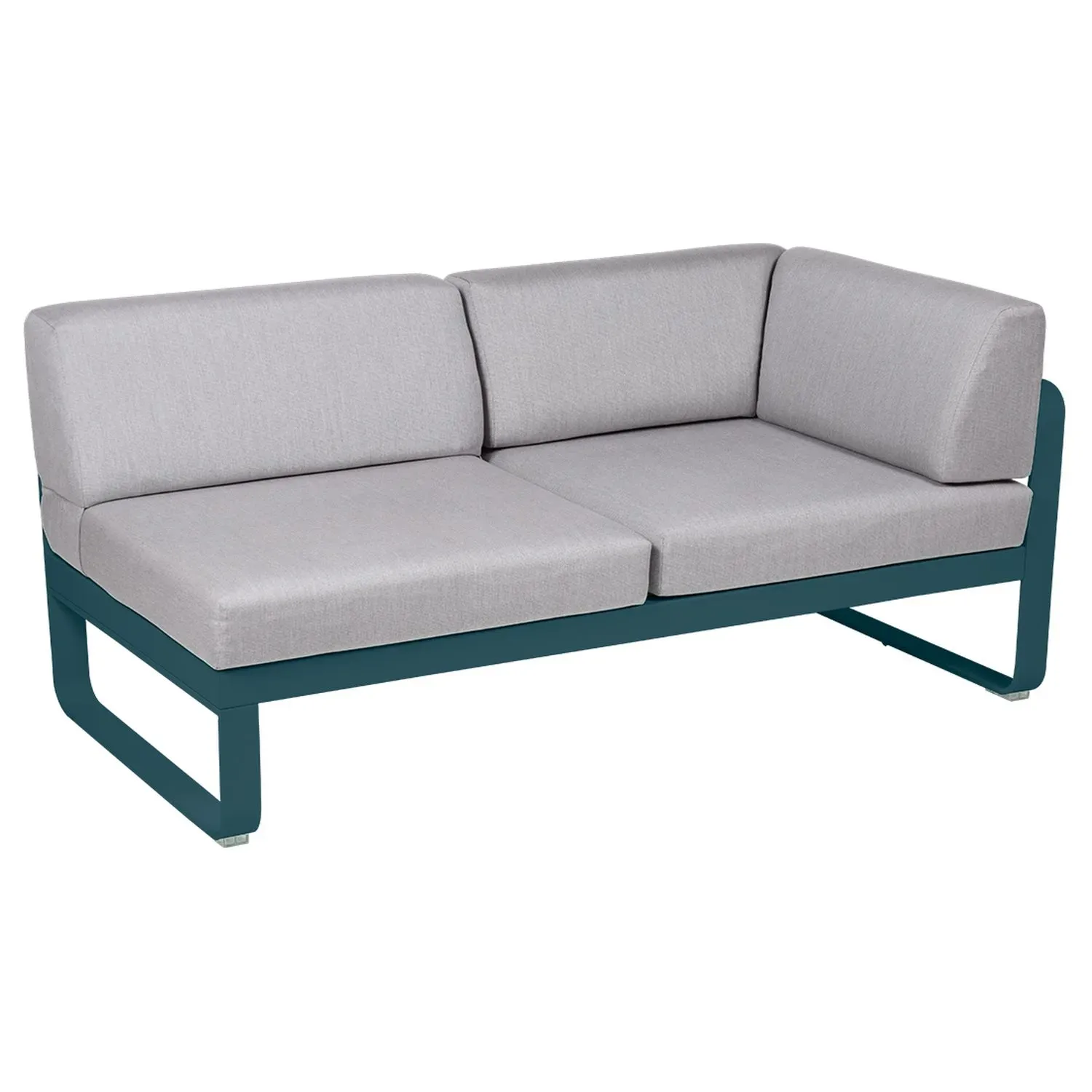 Fermob Canapé 2 places modulable angle droit BELLEVIE - 21 bleu acapulco - gris flanelle