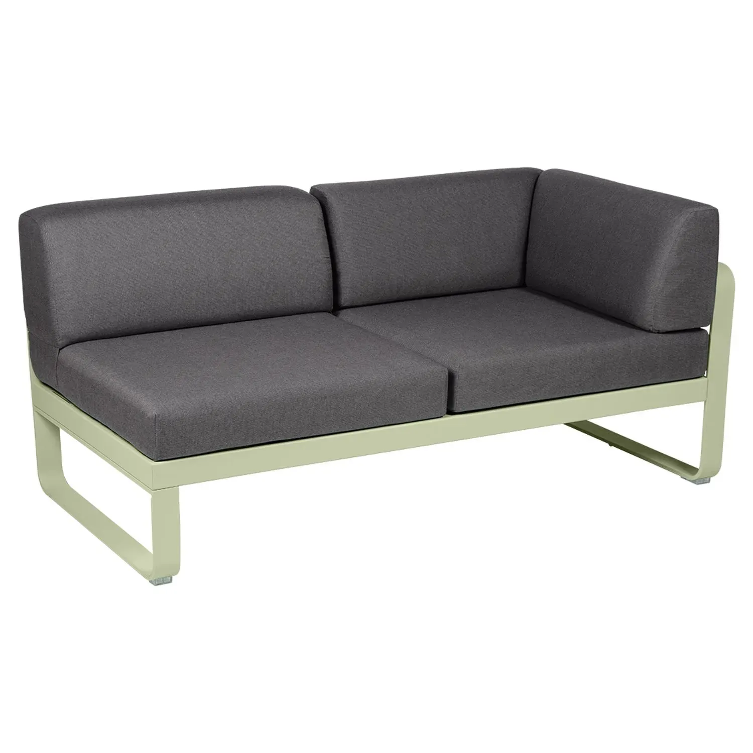 Fermob Canapé 2 places modulable angle droit BELLEVIE - 65 vert tilleul - gris graphite