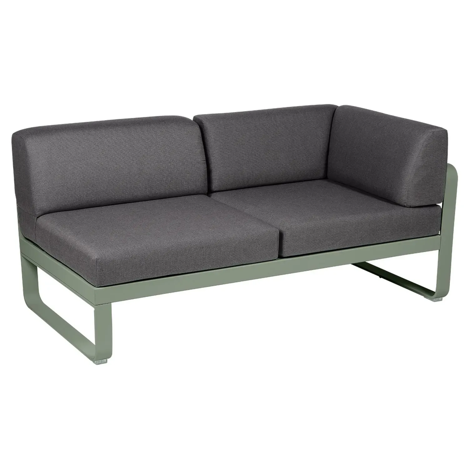 Fermob Canapé 2 places modulable angle droit BELLEVIE - 82 cactus mat - gris graphite