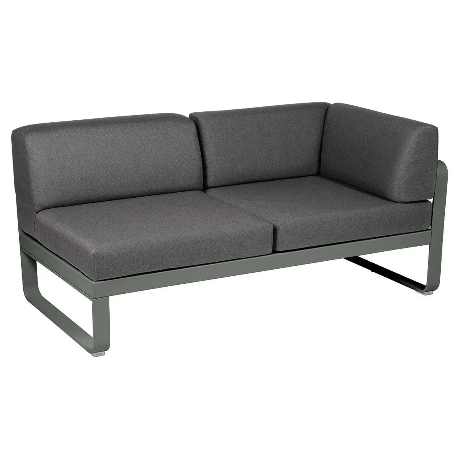 Fermob Canapé 2 places modulable angle droit BELLEVIE - 48 romarin mat - gris graphite