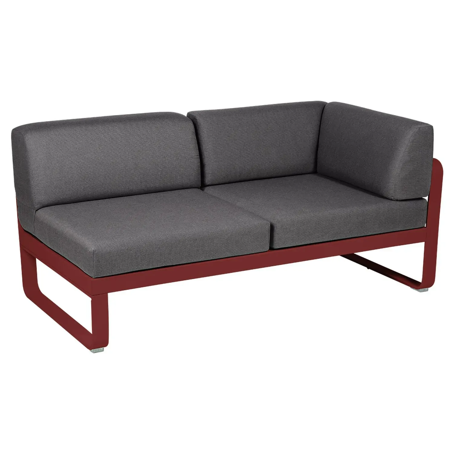 Fermob Canapé 2 places modulable angle droit BELLEVIE - 43 piment - gris graphite
