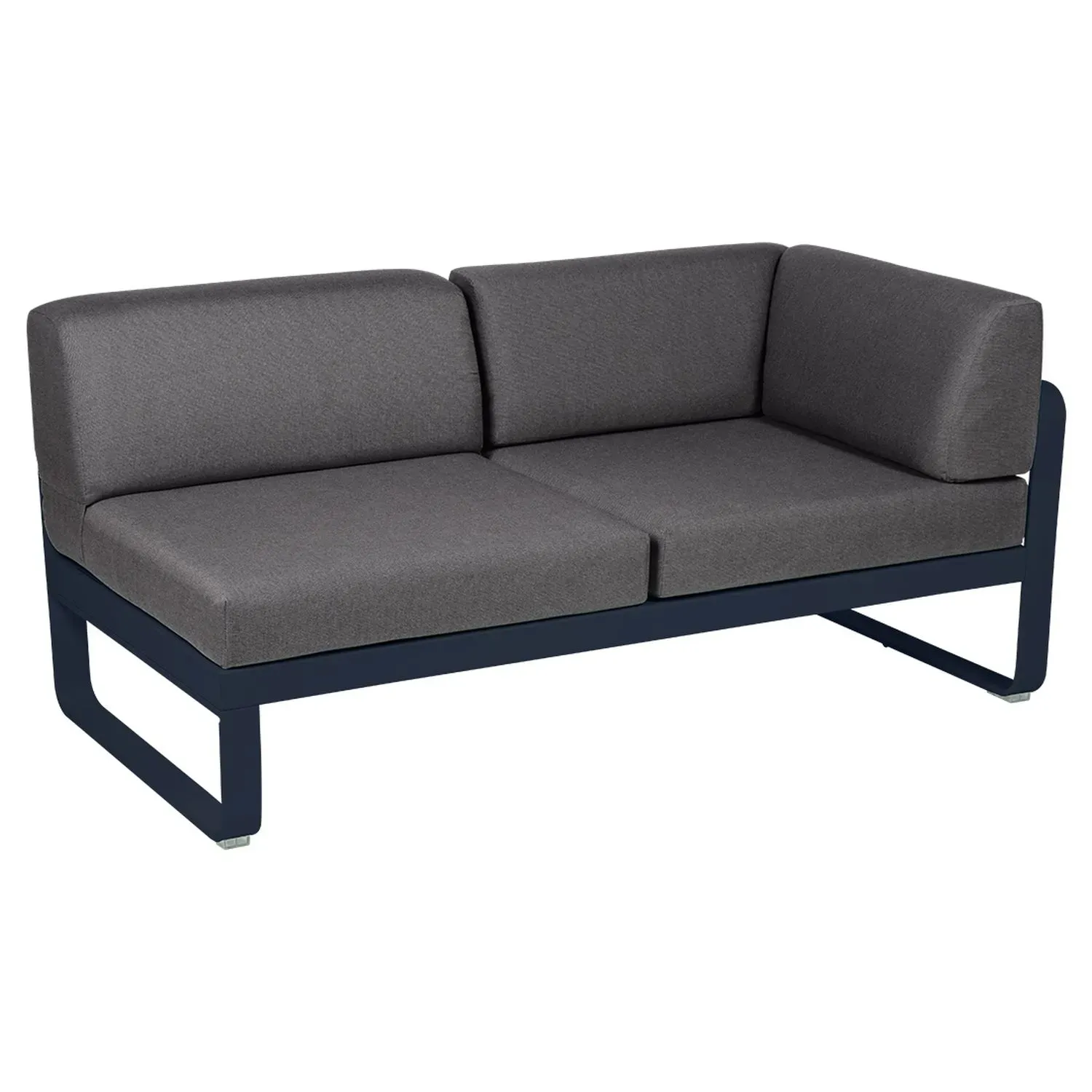 Fermob Canapé 2 places modulable angle droit BELLEVIE - 92 bleu abysse - gris graphite