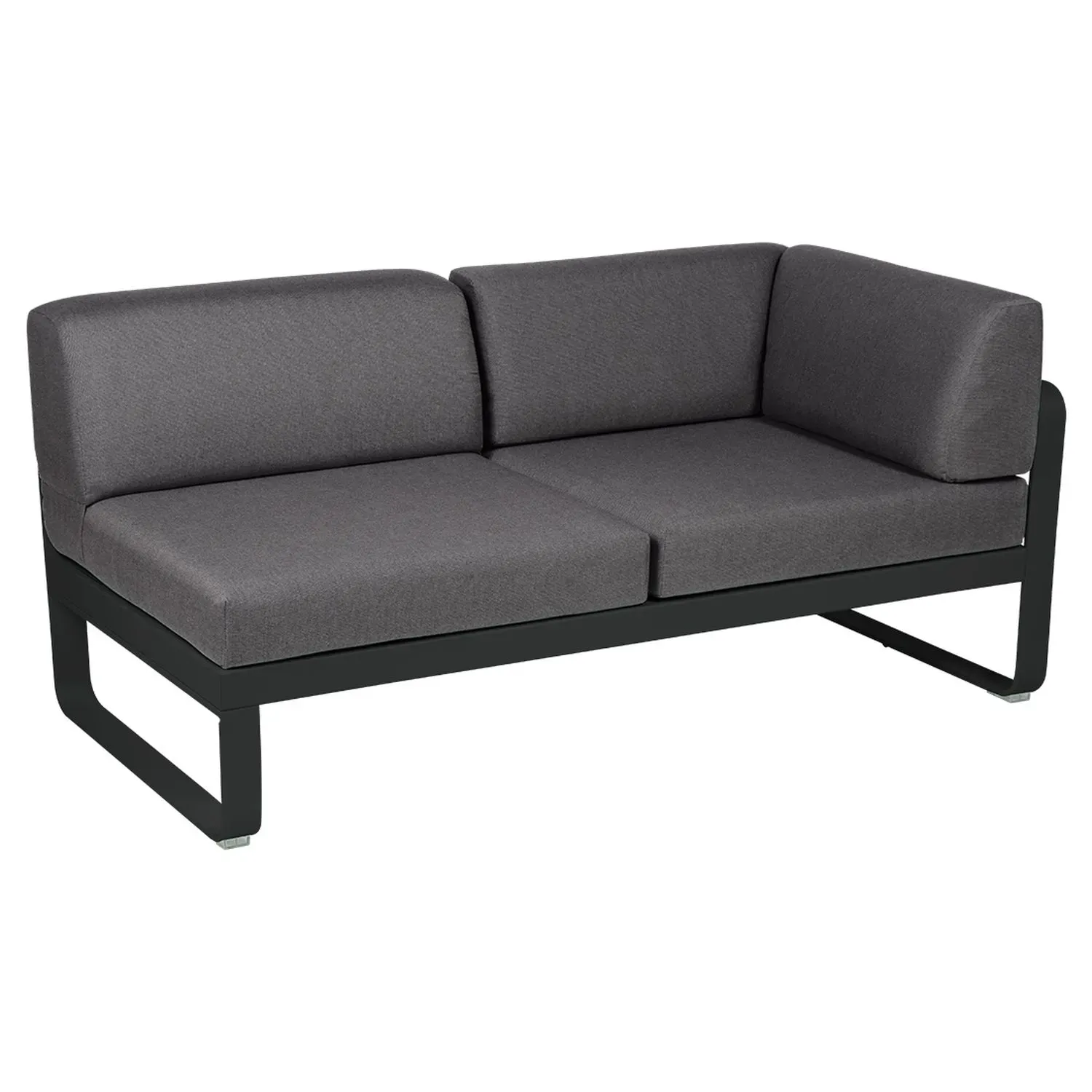 Fermob Canapé 2 places modulable angle droit BELLEVIE - 42 réglisse - gris graphite