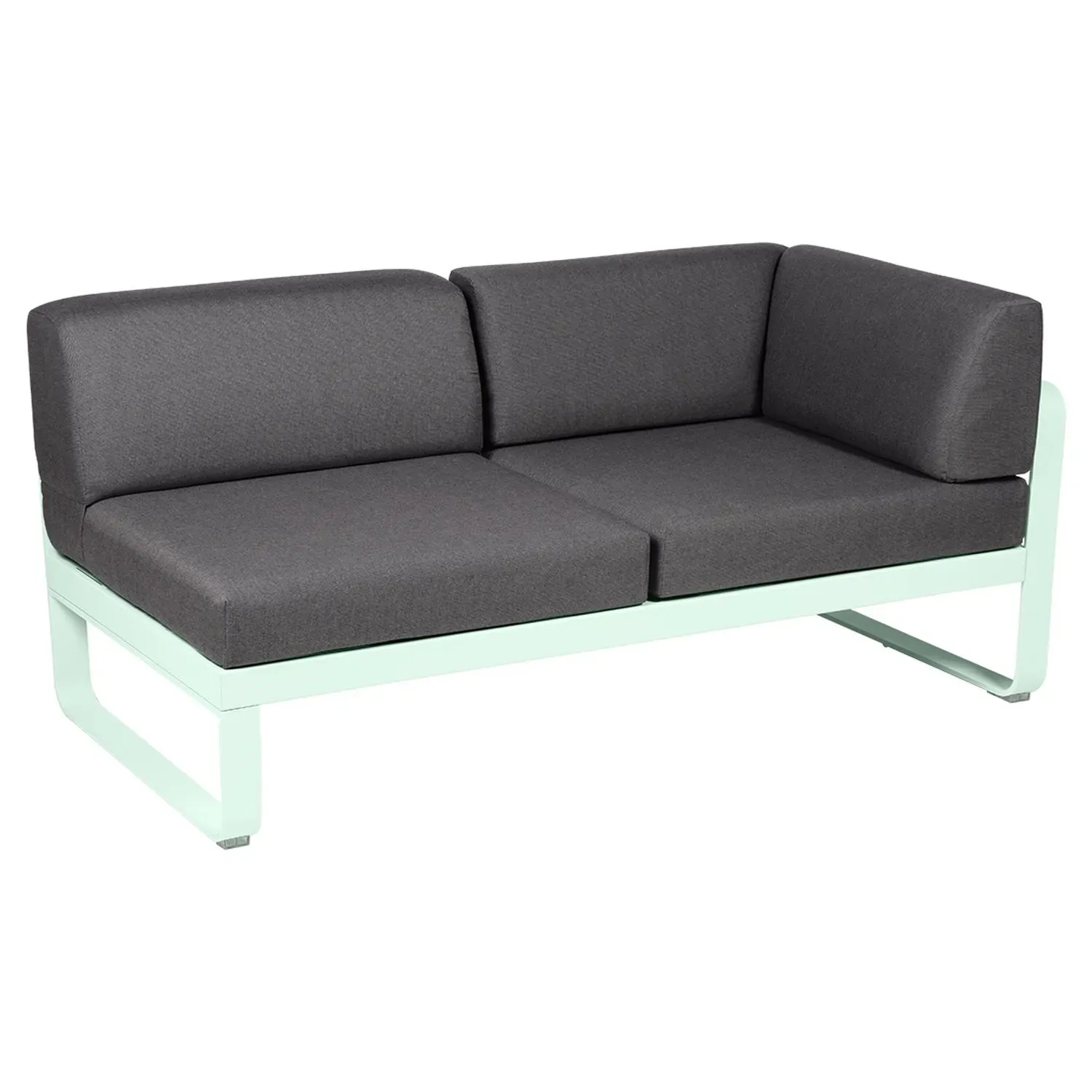 Fermob Canapé 2 places modulable angle droit BELLEVIE - A7 menthe glaciale - gris graphite