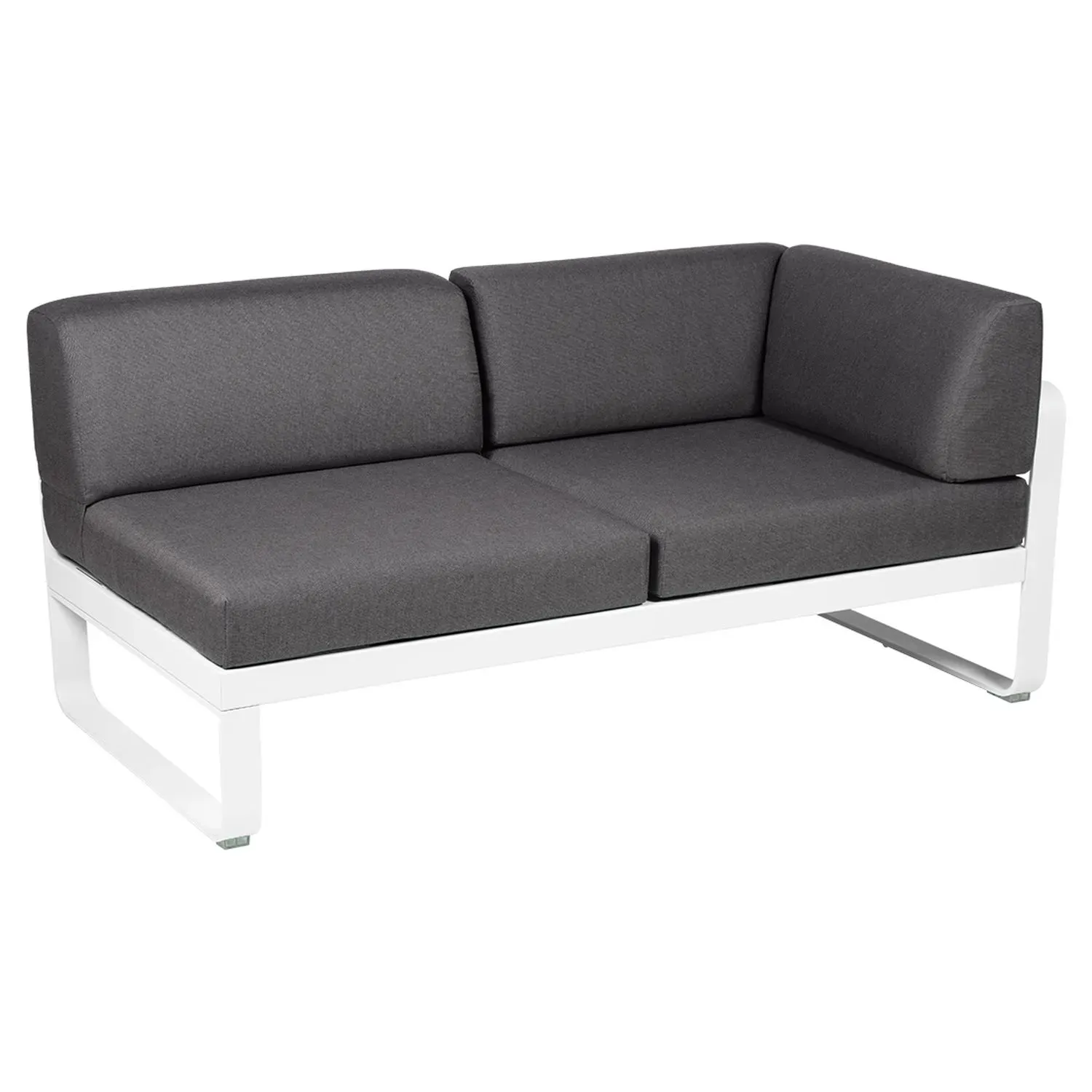 Fermob Canapé 2 places modulable angle droit BELLEVIE - 01 blanc coton - gris graphite