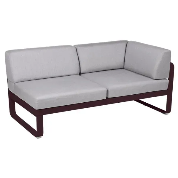Fermob Canapé 2 places modulable angle droit BELLEVIE - B9 cerise noire - gris flanelle