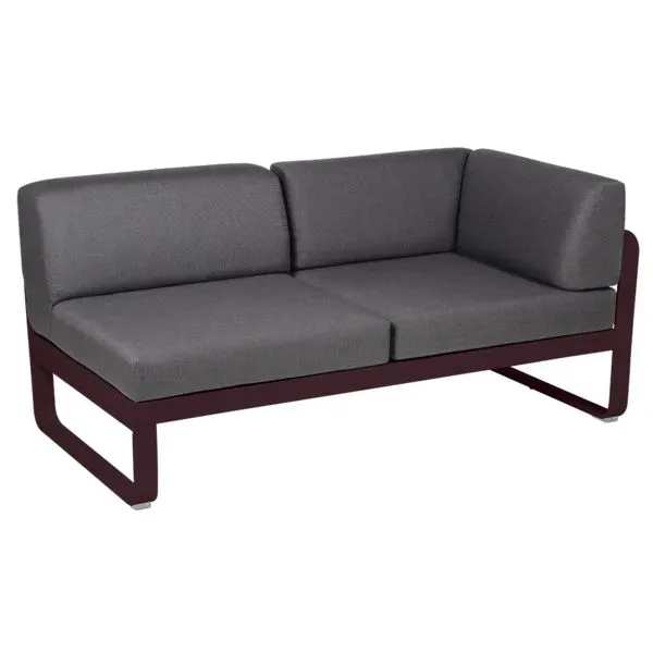 Fermob Canapé 2 places modulable angle droit BELLEVIE - B9 cerise noire - gris graphite