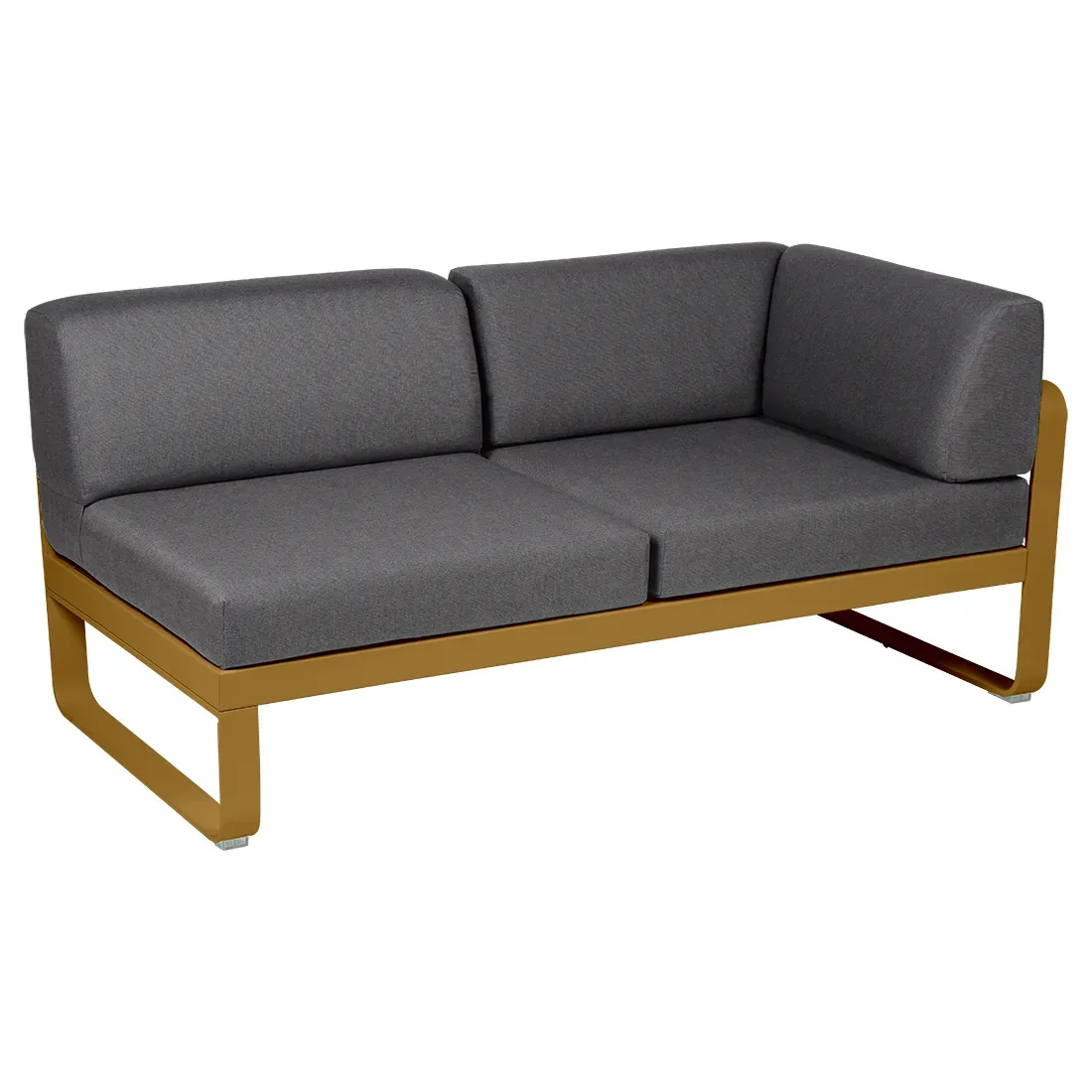 Fermob Canapé 2 places modulable angle droit BELLEVIE - D2 Pain d'épices - gris graphite