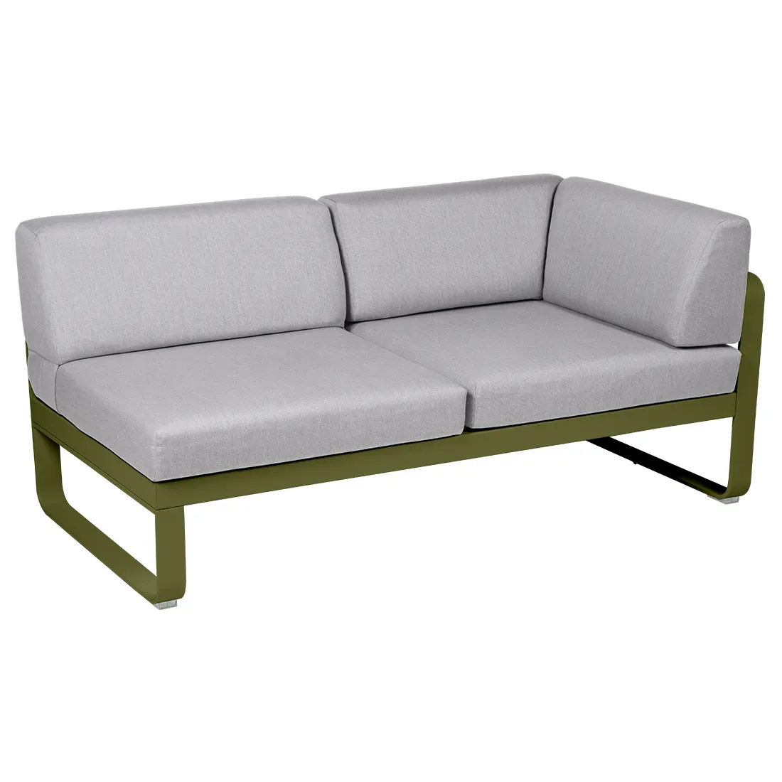 Fermob Canapé 2 places modulable angle droit BELLEVIE - D3 Pesto - gris flanelle