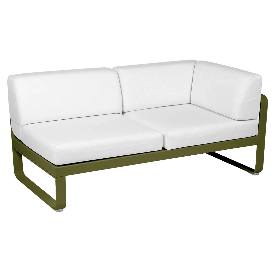 Fermob Canapé 2 places modulable angle droit BELLEVIE - D3 Pesto - blanc grisé