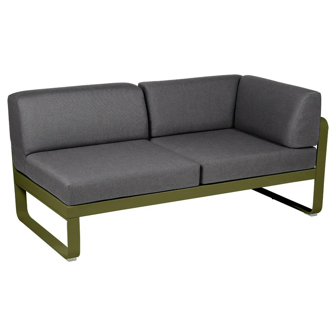 Fermob Canapé 2 places modulable angle droit BELLEVIE - D3 Pesto - gris graphite