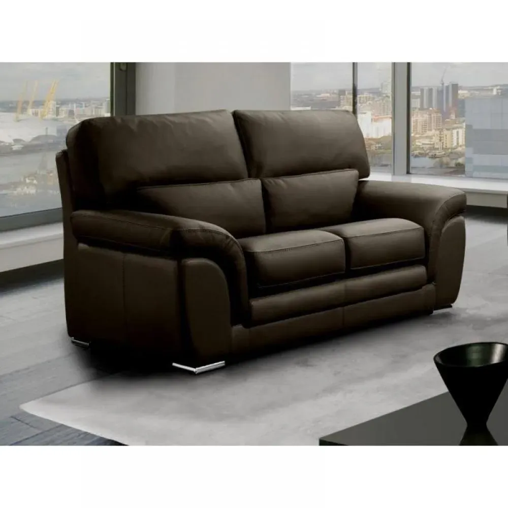 CLOE canapé fixe  cuir vachette 2 places marron