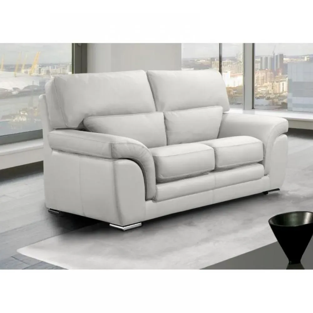 CLOE canapé fixe  cuir vachette 2 places blanc cassé