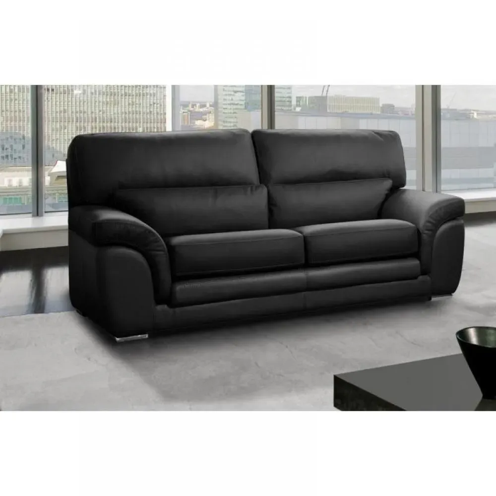 CLOE canapé fixe  3 places cuir vachette noir