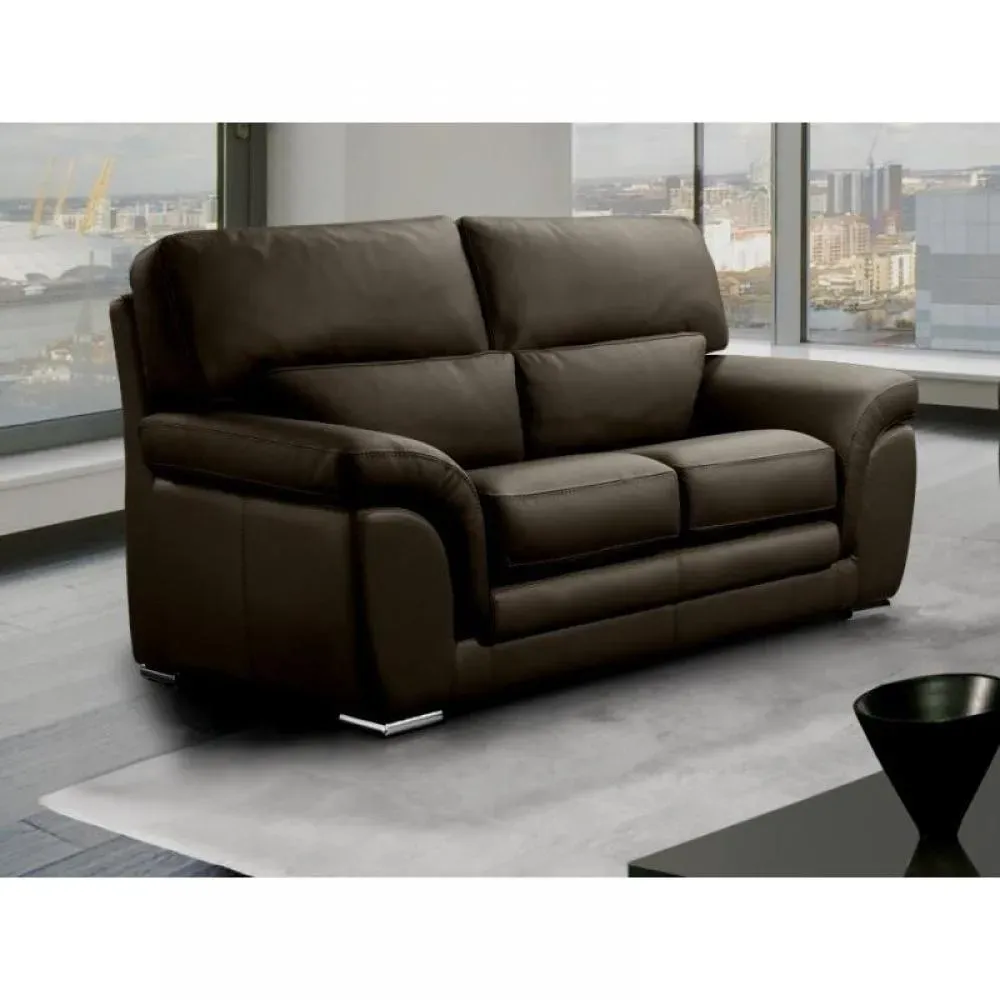 CLOE canapé fixe  2 places marron en polyuréthane