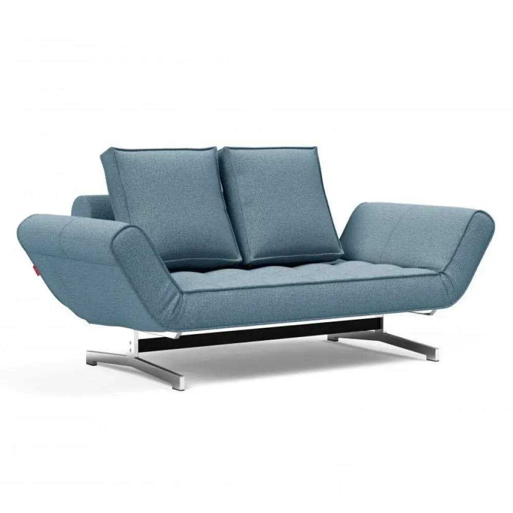 INNOVATION LIVING  Canapé lit GHIA CHROME couchage 80x210 cm tissu Mixed Dance Light Blue