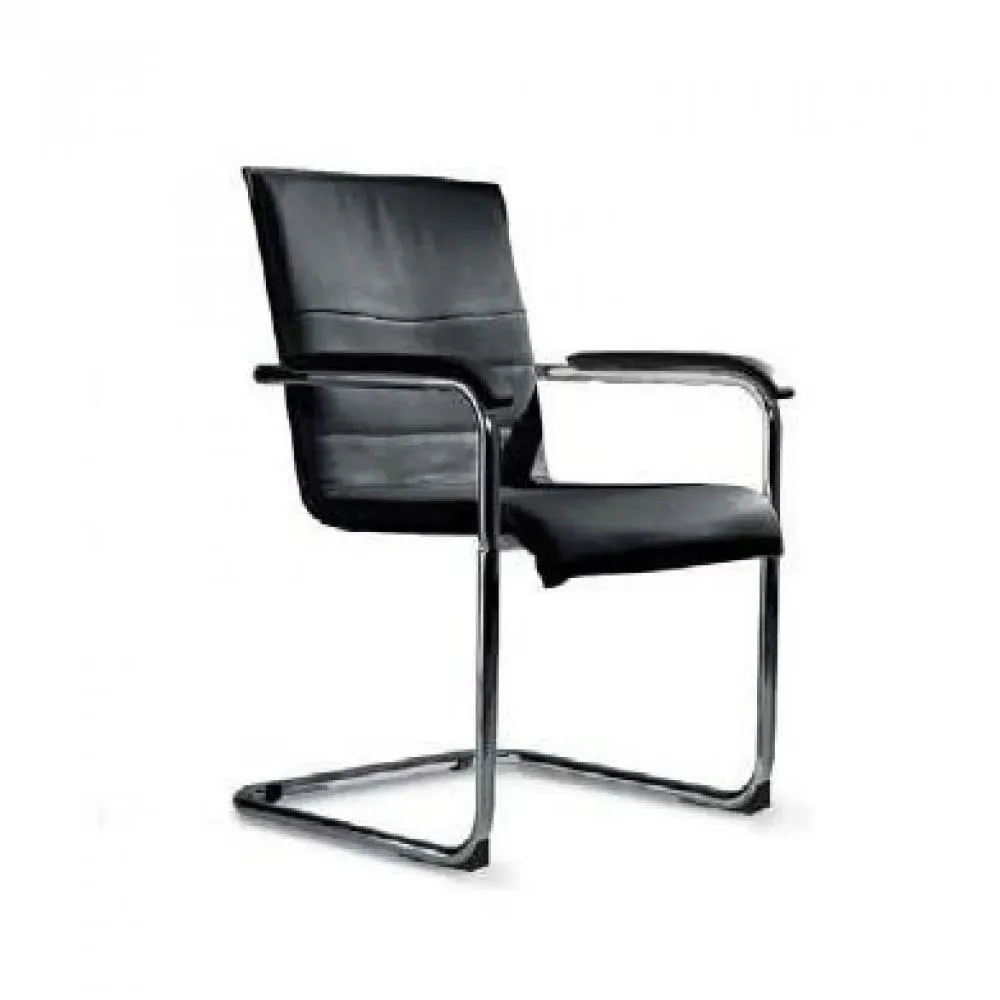 Chaise CUBIKA design polyuréthane façon cuir noir structure chromée