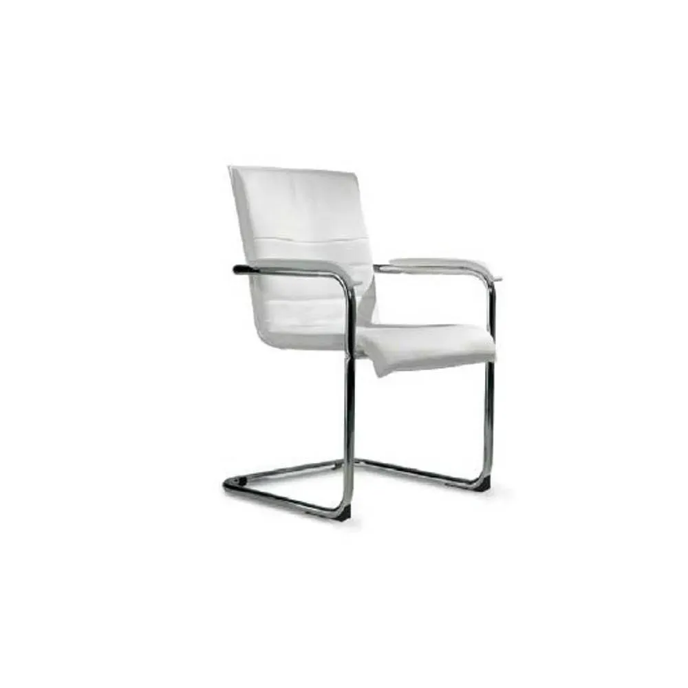 Chaise CUBIKA polyuréthane blanc structure chromée.