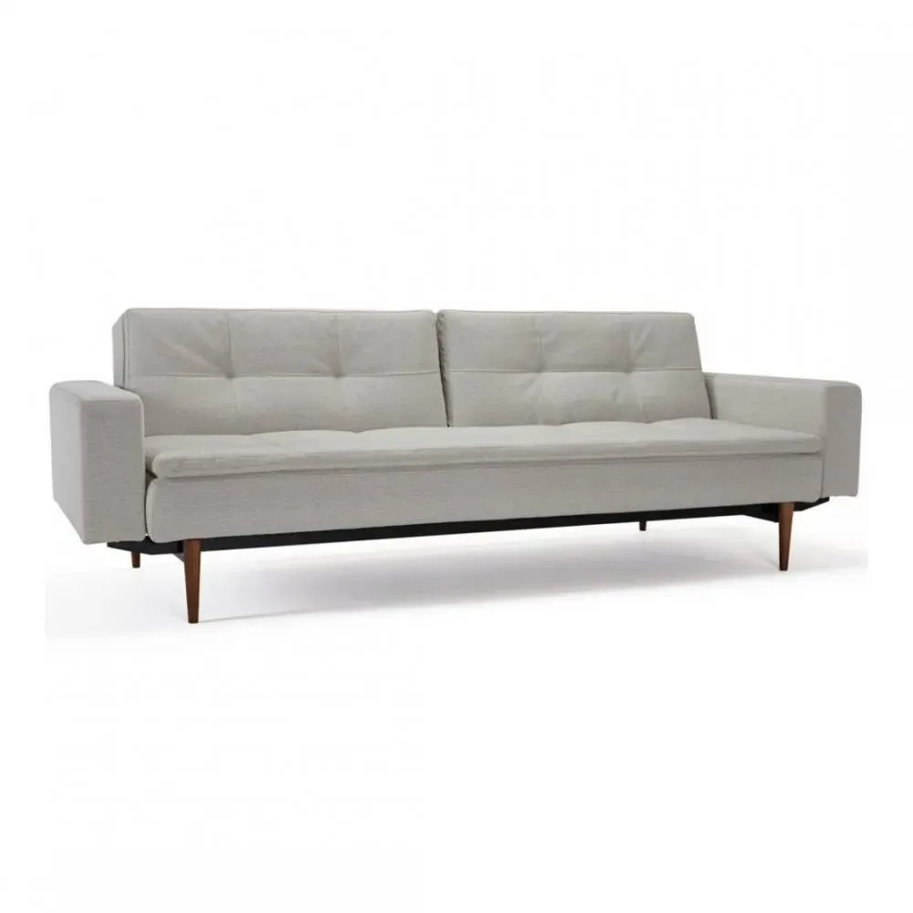 INNOVATION LIVING  Canapé design DUBLEXO STYLETTO avec accoudoirs blanc Mixed Dance Natural convertible lit 200*115 cm pieds chene fonce