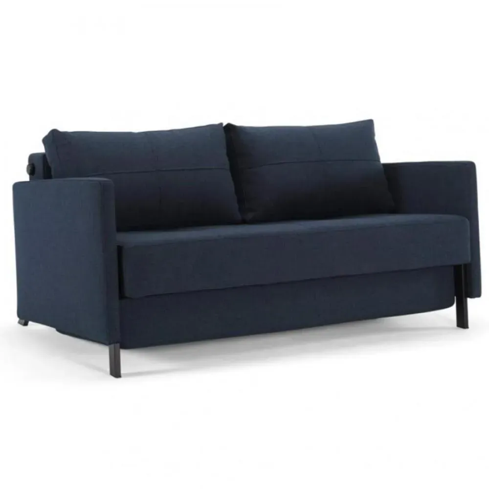 INNOVATION LIVING  Canapé design avec accoudoirs CUBED 02 ARMS convertible lit 200x140 cm tissu Mixed Dance Blue