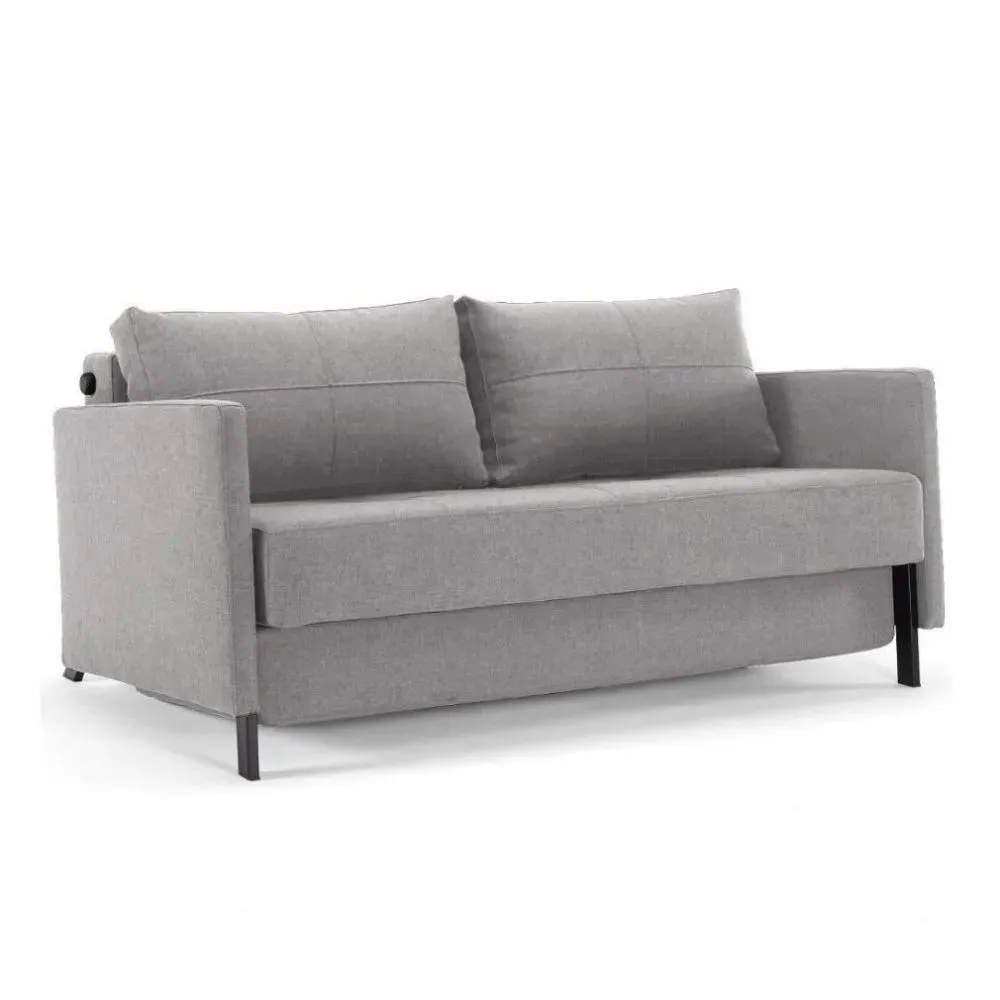 INNOVATION LIVING  Canapé design avec accoudoirs CUBED 02 ARMS convertible lit 200x140 cm tissu Twist Granite