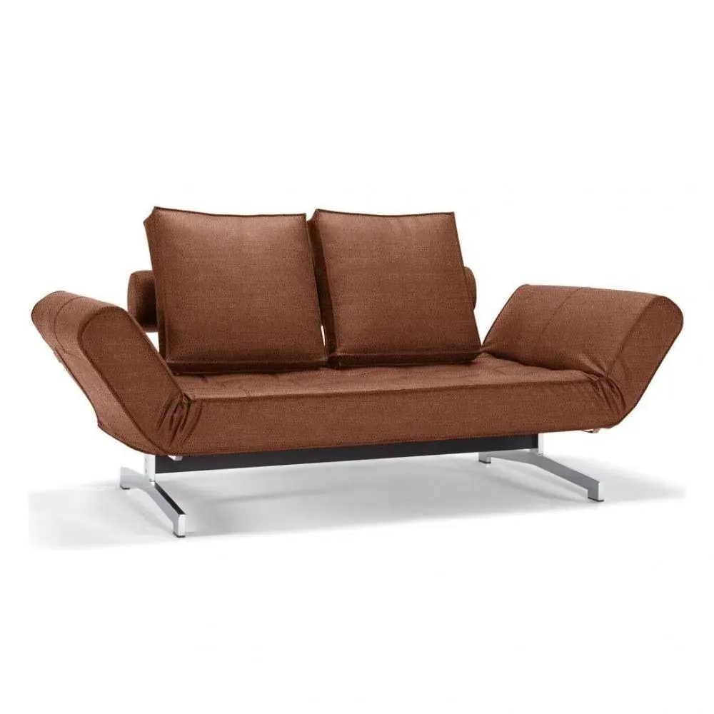INNOVATION LIVING  Canapé lit GHIA CHROME couchage 80x210 cm tissu Faunal Brown