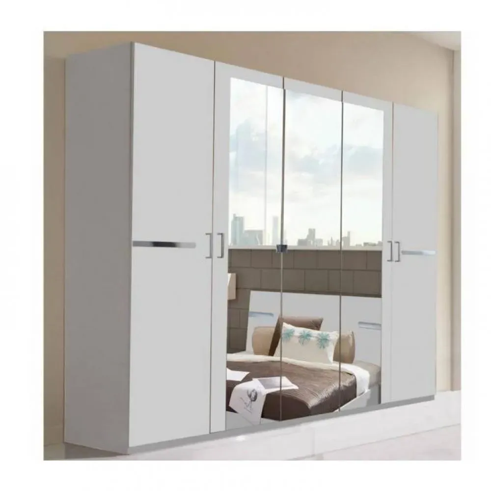 Armoire 5 portes 3 miroirs CARAMELLA 225 cm blanc