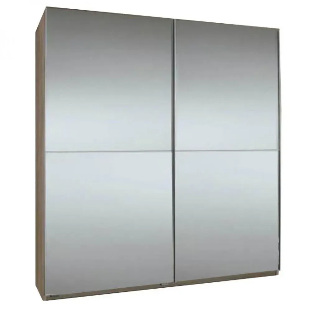 Dressing CLAPTON 135 cm façade 2 portes coulissantes miroirs structure chêne