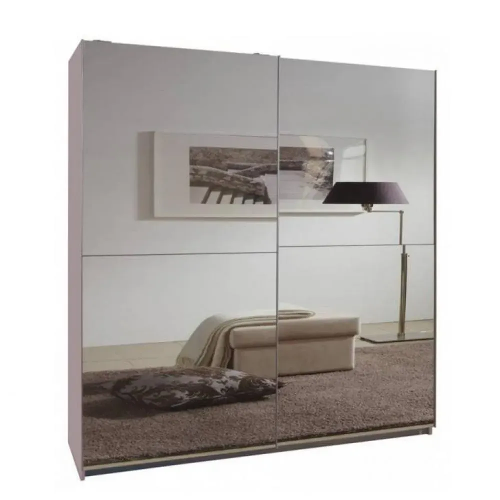 Dressing CLAPTON 179 cm portes coulissantes blanc / miroirs