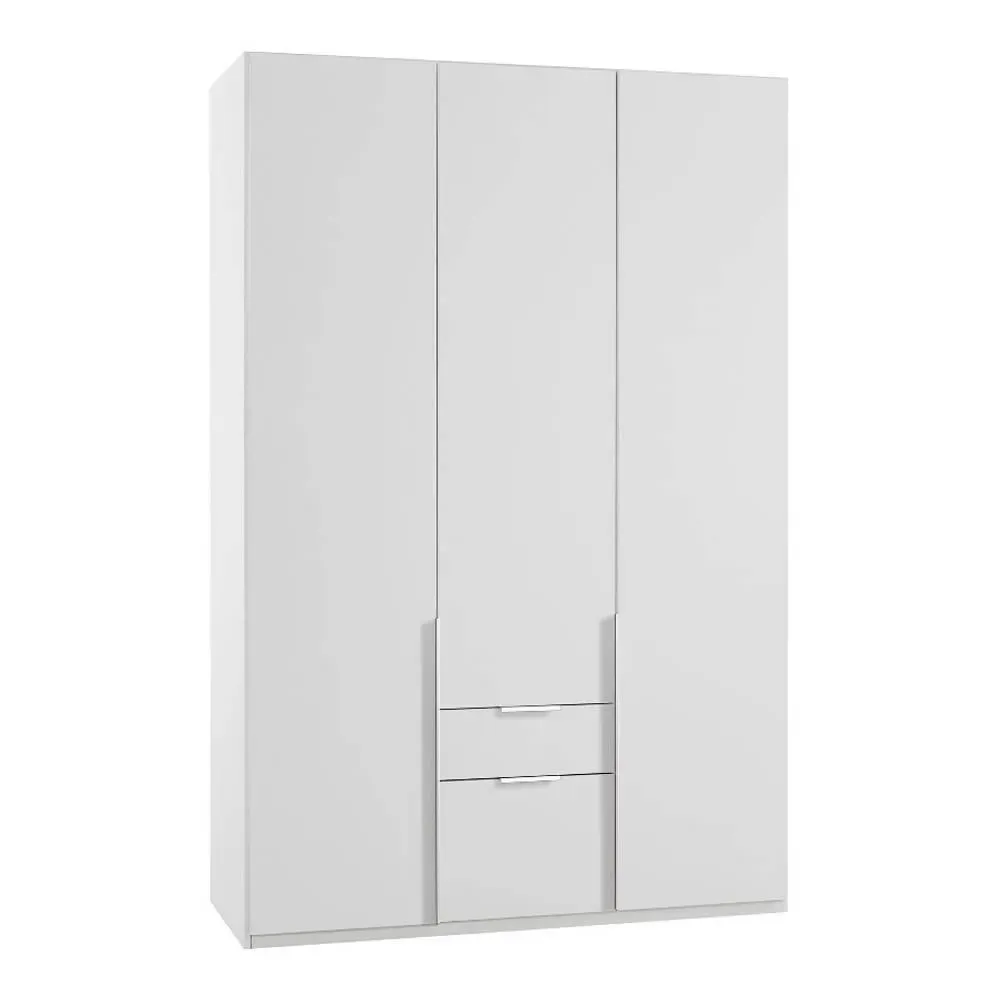 Armoire 3 portes 2 tiroirs WILMA 135 cm blanche