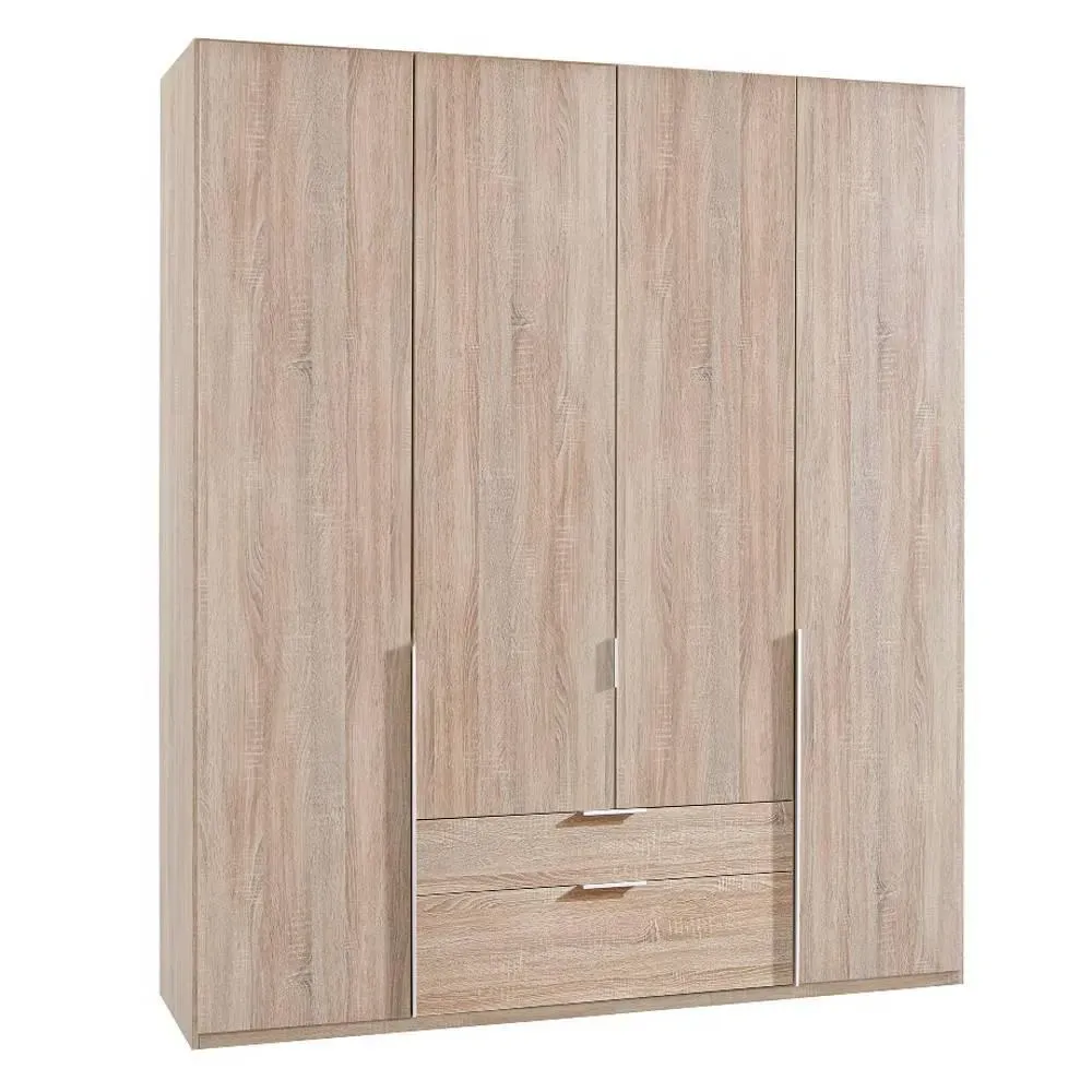 Armoire 4 portes 2 tiroirs WILMA 180 cm chêne naturel