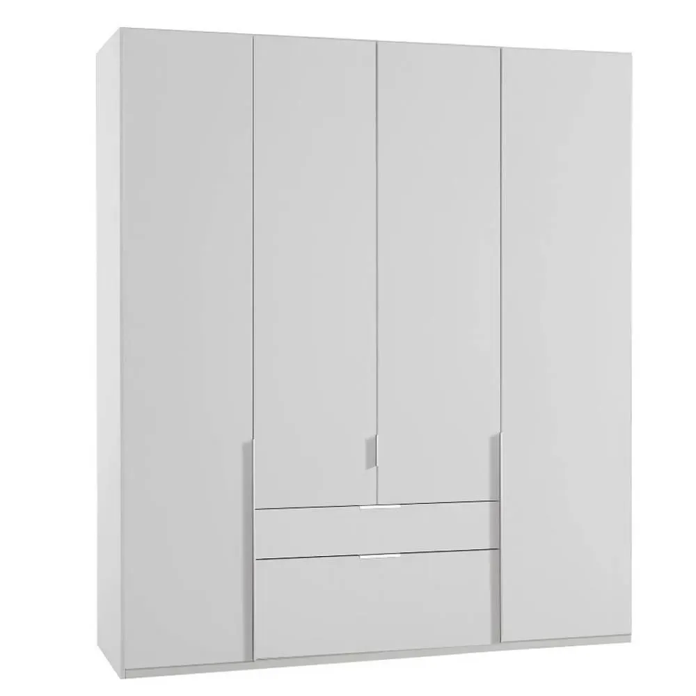 Armoire 4 portes 2 tiroirs WILMA 180 cm blanche