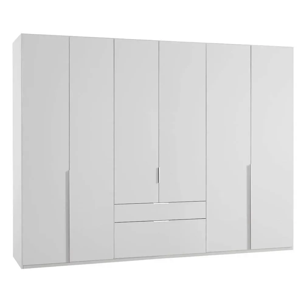 Armoire 6 portes 2 tiroirs WILMA 270 cm blanche