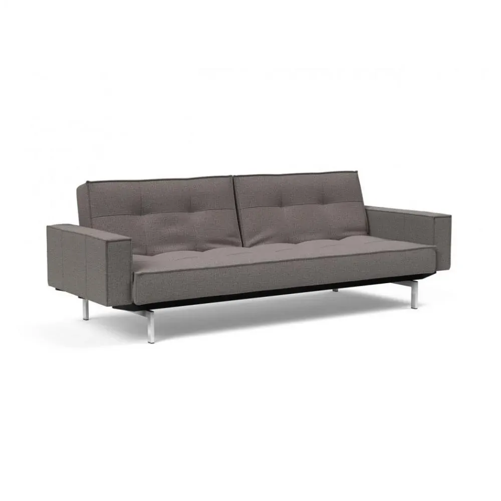 INNOVATION LIVING Canapé SPLITBACK pieds chromé avec accoudoirs convertible lit 115*210 cm tissu Mixed Dance Grey