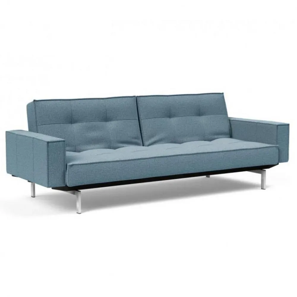 INNOVATION LIVING Canapé SPLITBACK pieds chromé avec accoudoirs convertible lit 115*210 cm tissu Mixed Dance Blue