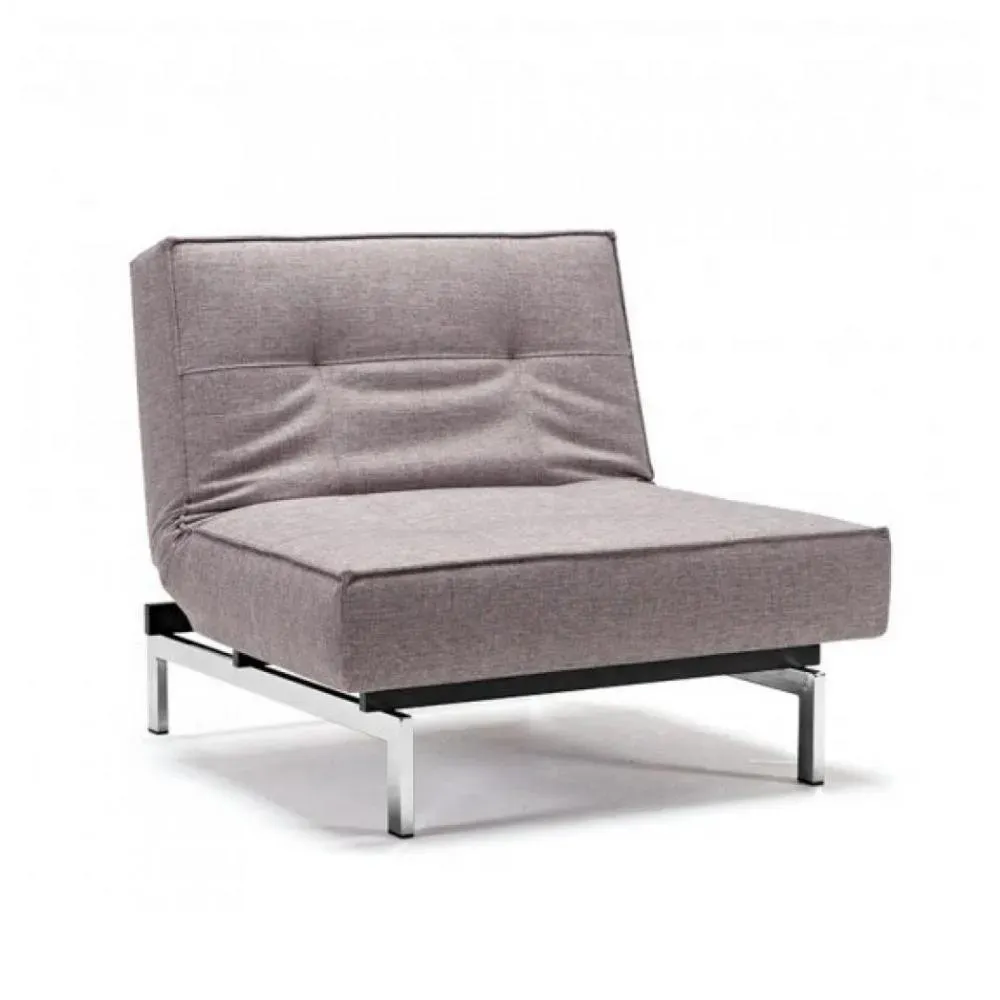 INNOVATION LIVING  Fauteuil design SPLITBACK CHROME convertible lit 90*115 cm tissu Mixed Dance Grey