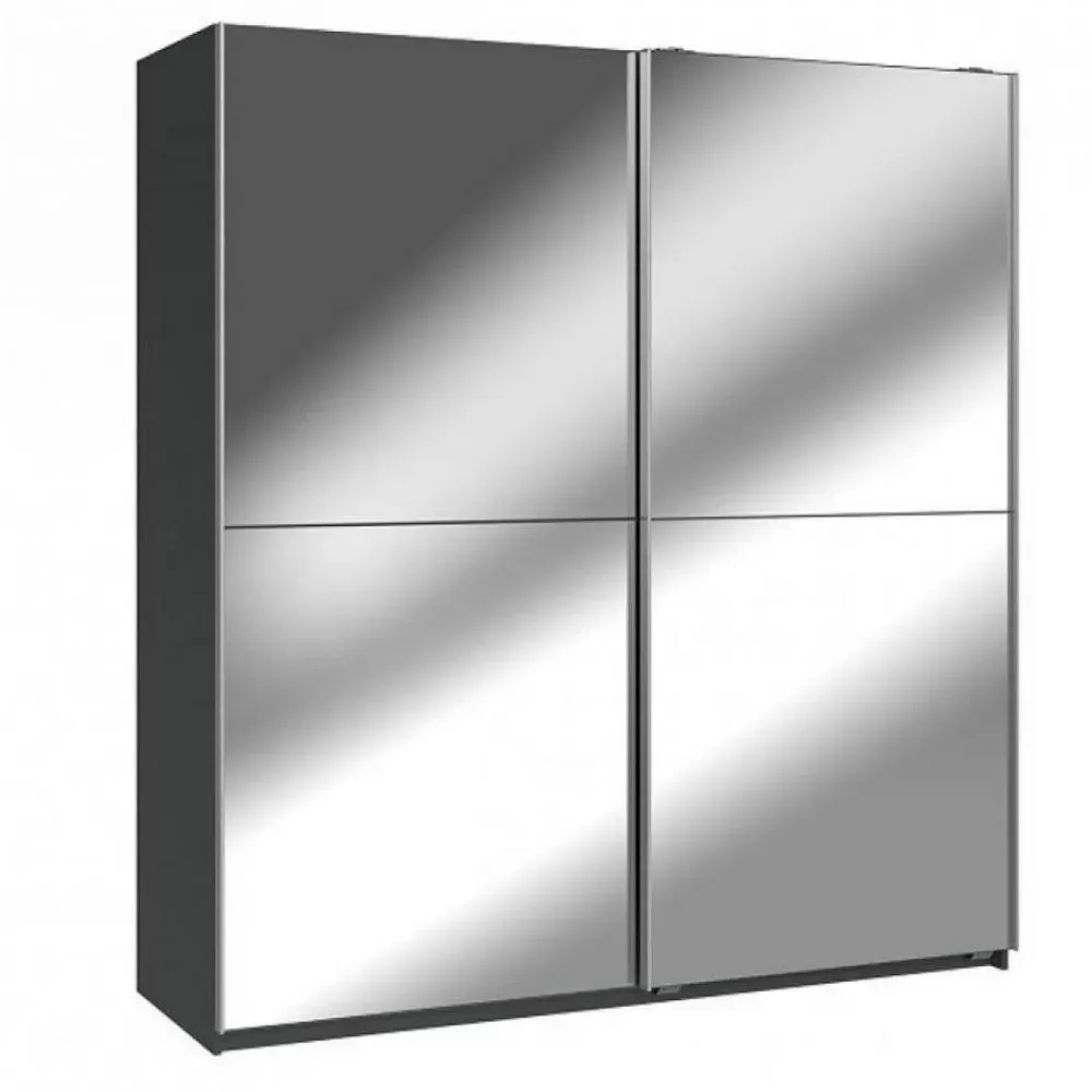 Armoire CLAPTON 179 cm portes coulissantes gris graphite / miroir