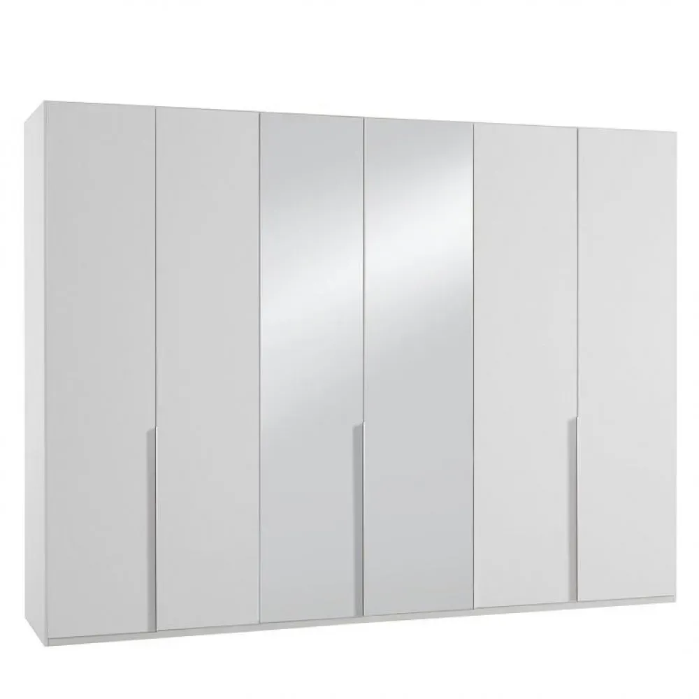 Armoire 6 portes 2 miroirs WILMA 270 cm blanche
