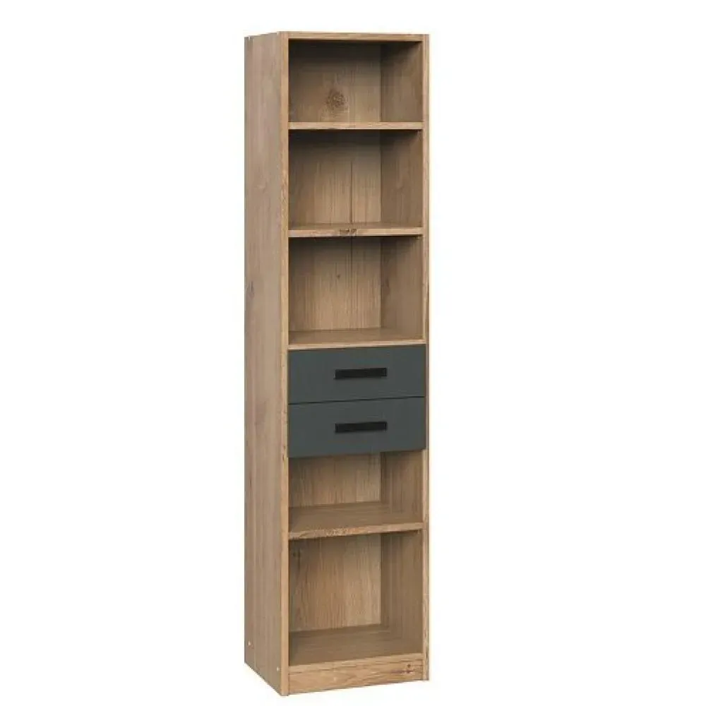 Etagères LISBURN style industriel 2 tiroirs chêne