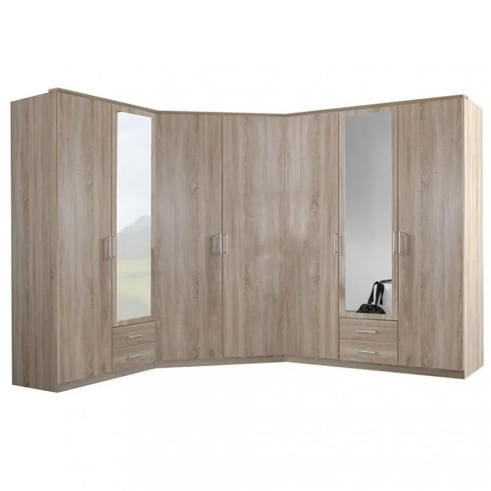 Composition d'angle rangement dressing DORVAL chêne 216 x 260 cm