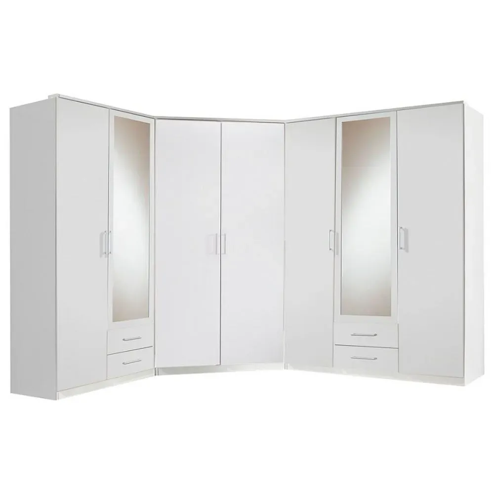 Composition d'angle rangement dressing DORVAL blanc 216 x 260 cm