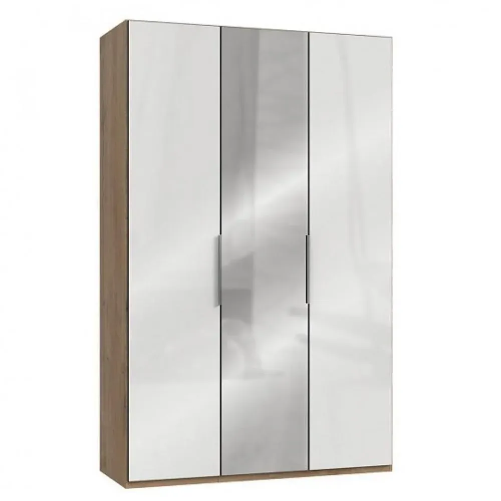 Armoire penderie LISEA 2 portes verre blanc 1 porte miroir 150 x 236 cm HT