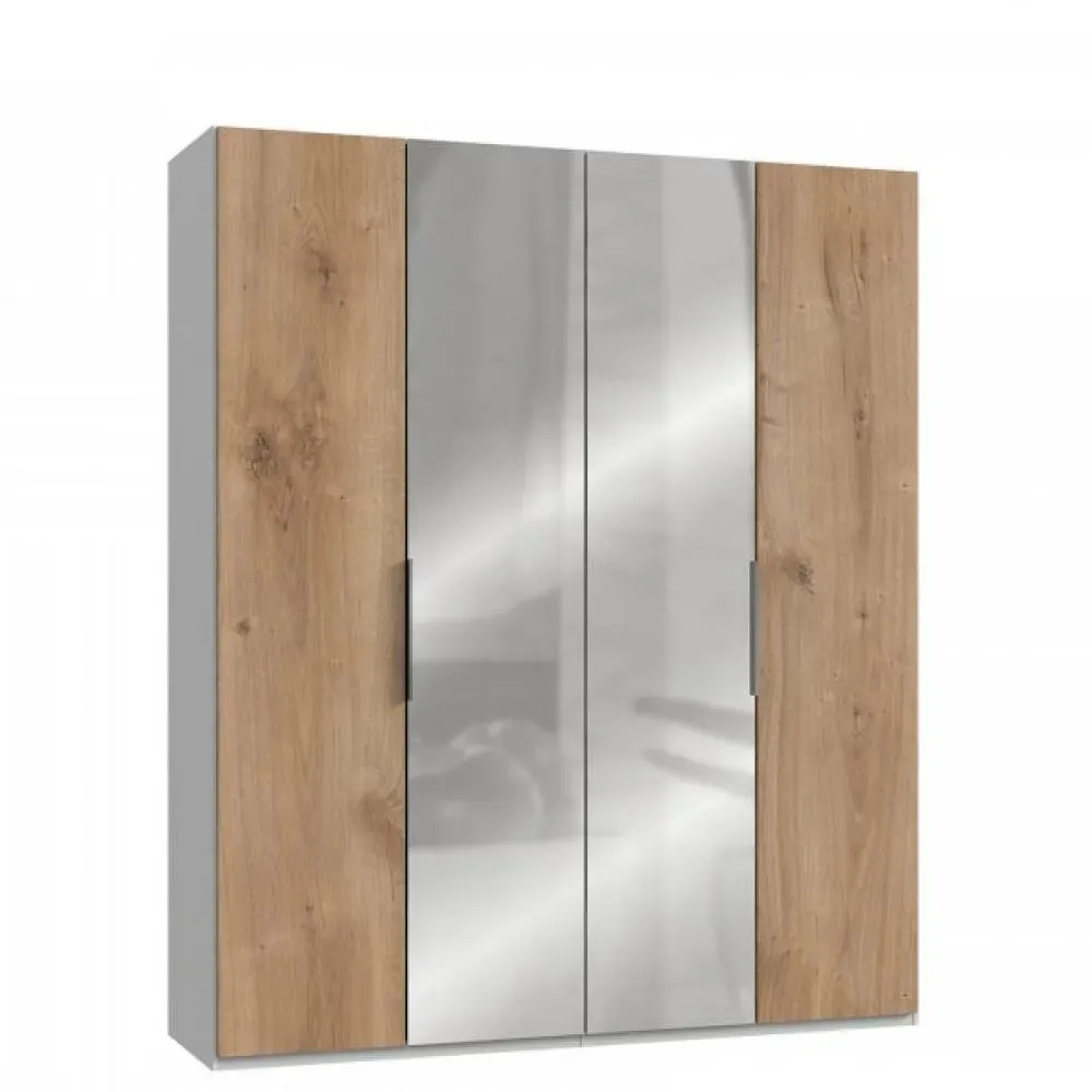 Armoire de rangement LISBETH 2 portes chêne 2 miroirs 200 x 236 cm hauteur