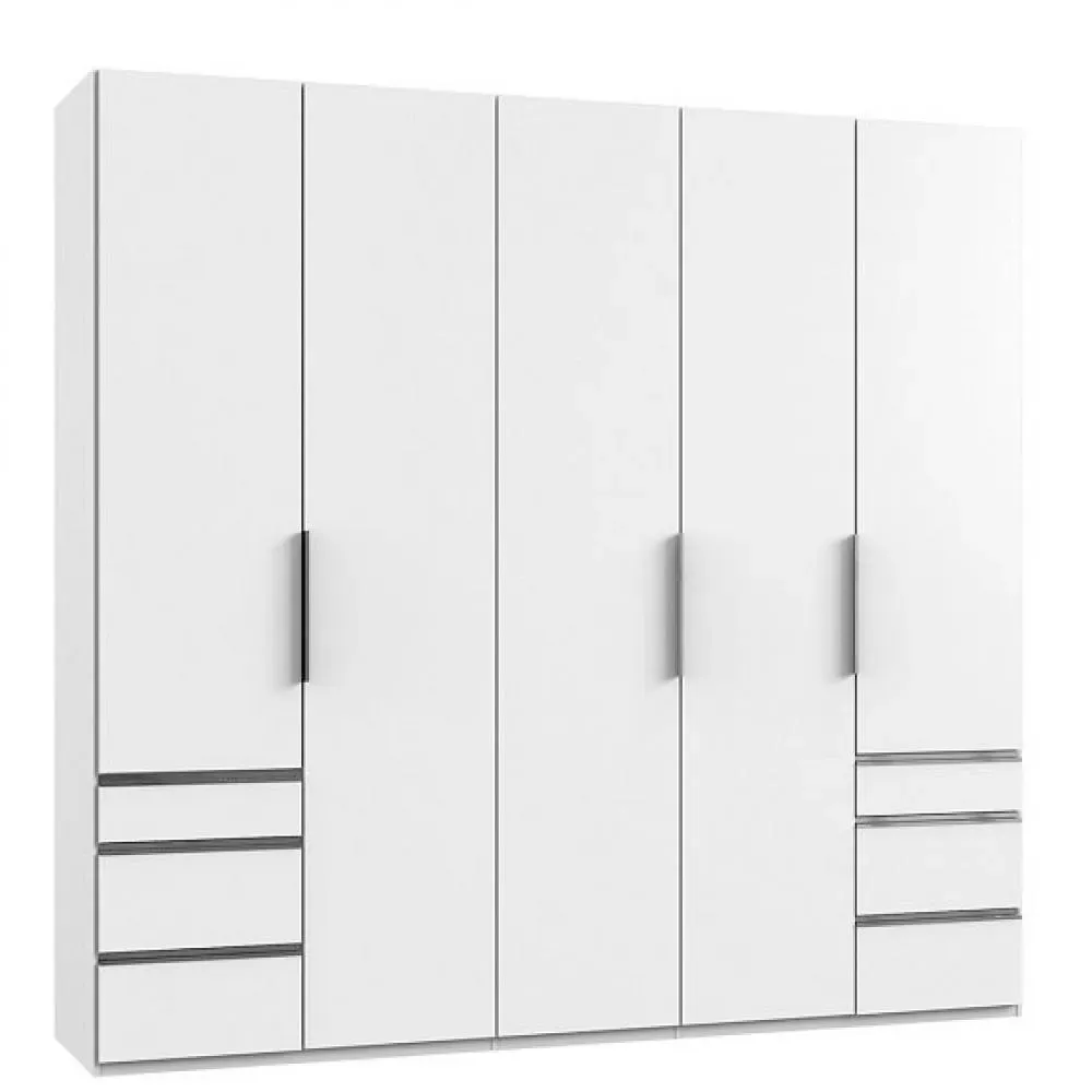 Armoire de rangement LISBETH 5 portes 6 tiroirs blanc 250 x 236 cm hauteur