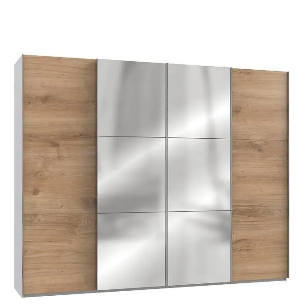 Armoire coulissante LISBETH 2 portes chêne 2 miroirs 300 x 236 cm hauteur