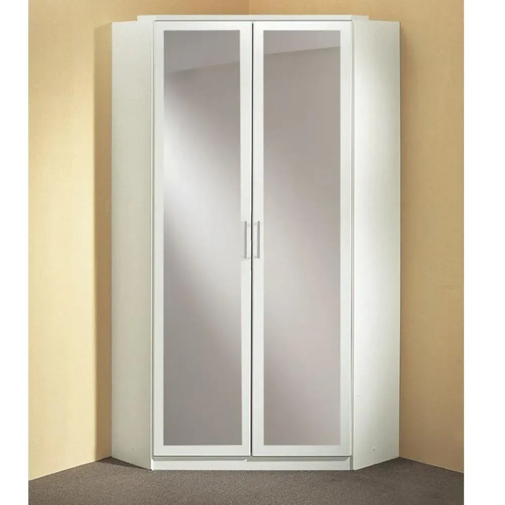 Armoire rangement angle LAVAL blanc 2 portes miroirs