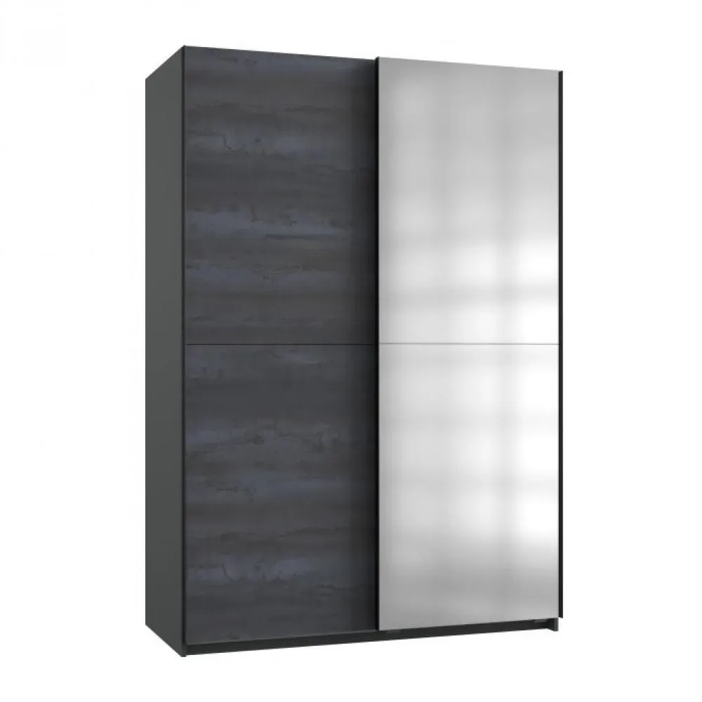 Armoire HERO décor graphite et acier oxydé 2 tringle 135cm