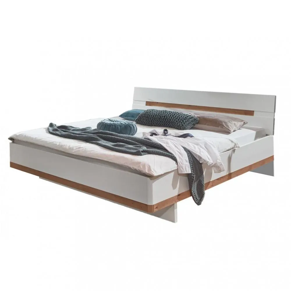 Cadre de lit GIRBO 180 x 200 cm blanc et chêne artisan